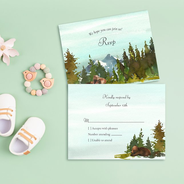 Forest Adventure Bear Baby Shower RSVP (Subido por el creador)