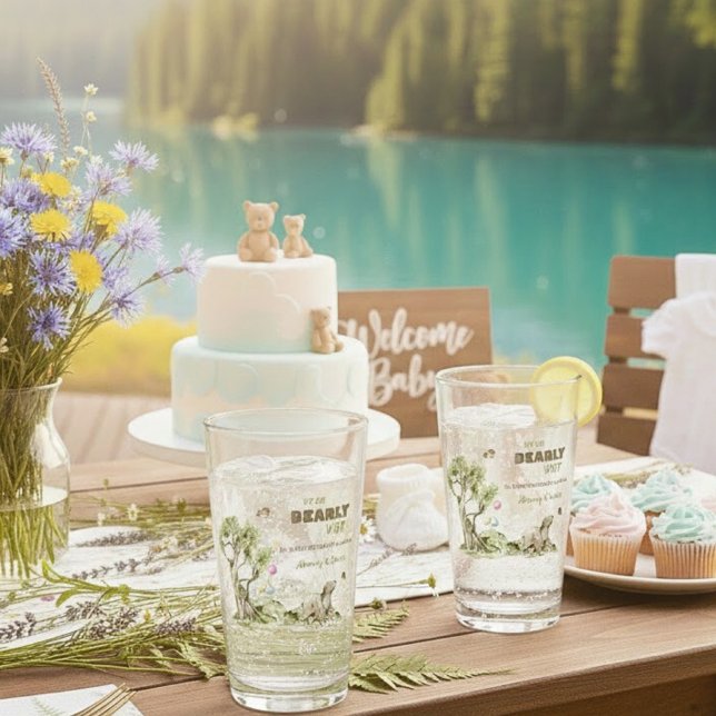 Forest Animals Bearly Wait Baby Shower Keepsake (Forest Animals Bearly Wait Baby Shower Keepsake Glass ©Susanne Sachers - Sunny Mind 🌞)