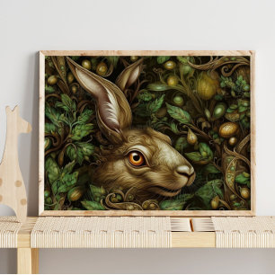 Forest Gold Bunny Animal   Impresión de pared de c