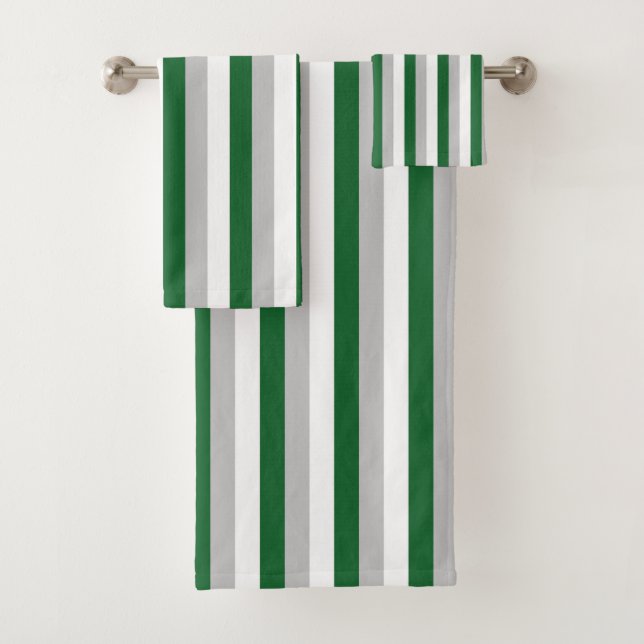 Forest Green vertical, plata y rayas blancas (In situ)