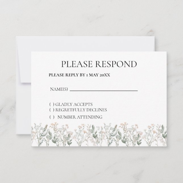 Forest Wildflower Boho RSVP card (Anverso)