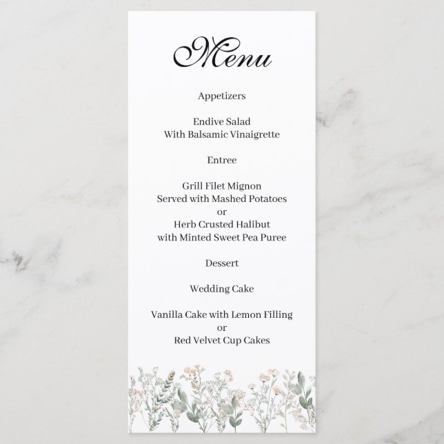Forest Wildflowers Menu (Anverso)