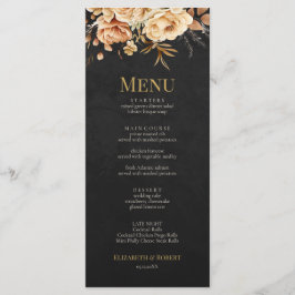 Forest Witch Black Floral Wedding Menu