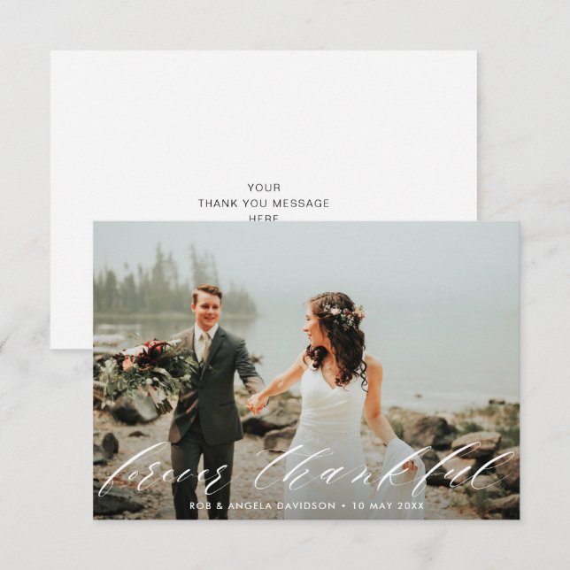 Forever Agradecimiento hermoso boda de guiones (Anverso / Reverso)