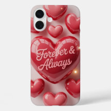 Forever & Always 3D Corazón Fundas para Teléfono