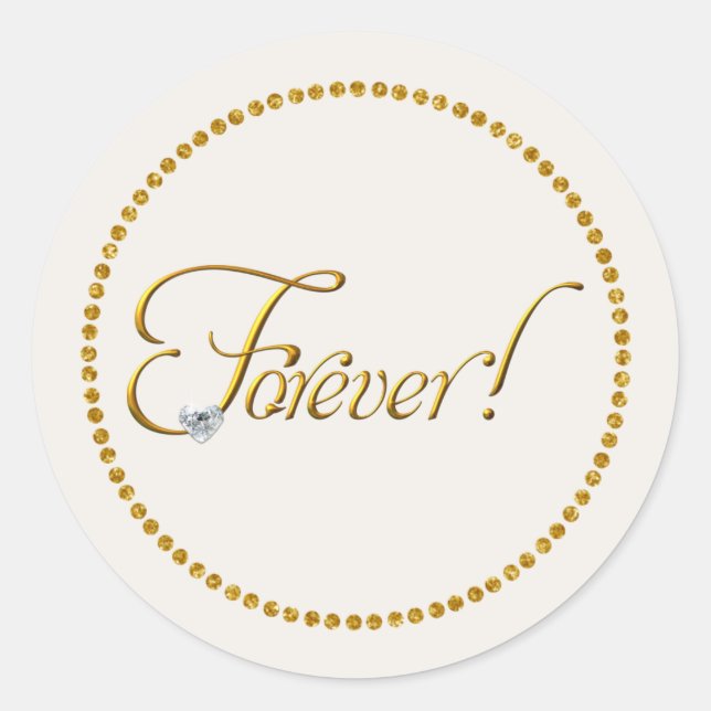 Forever Boda Classic Round Pegatina (Anverso)