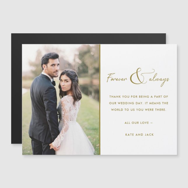 Forever Gold Elegant Photo Boda Gracias (Anverso/Reverso)