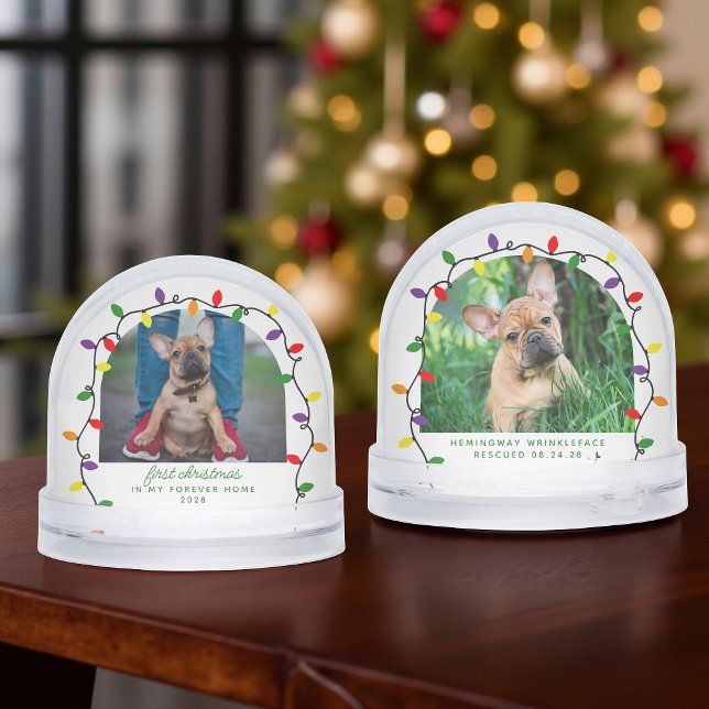 Forever Home First Christmas Mascota Rescue Photo (Forever Home First Christmas Pet Rescue Photo Snow Globe)