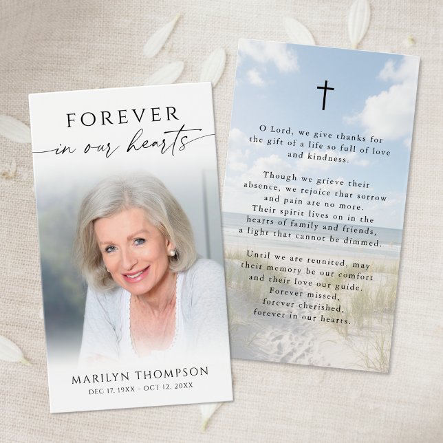 Forever in Our Hearts Photo Beach Prayer Cards (Subido por el creador)