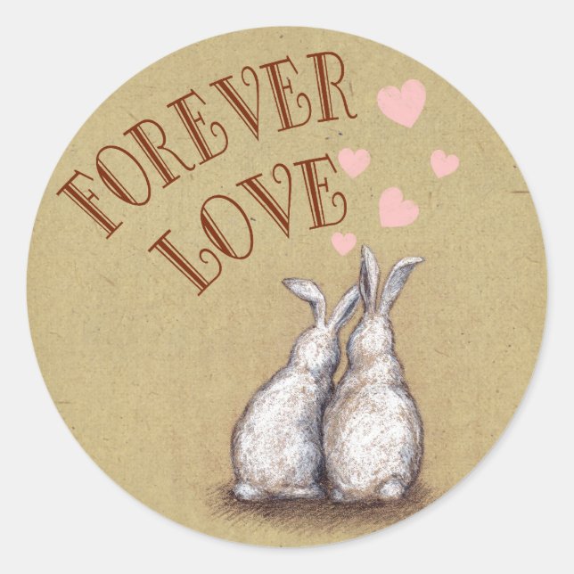 Forever Love Bunnies Pegatina (Anverso)