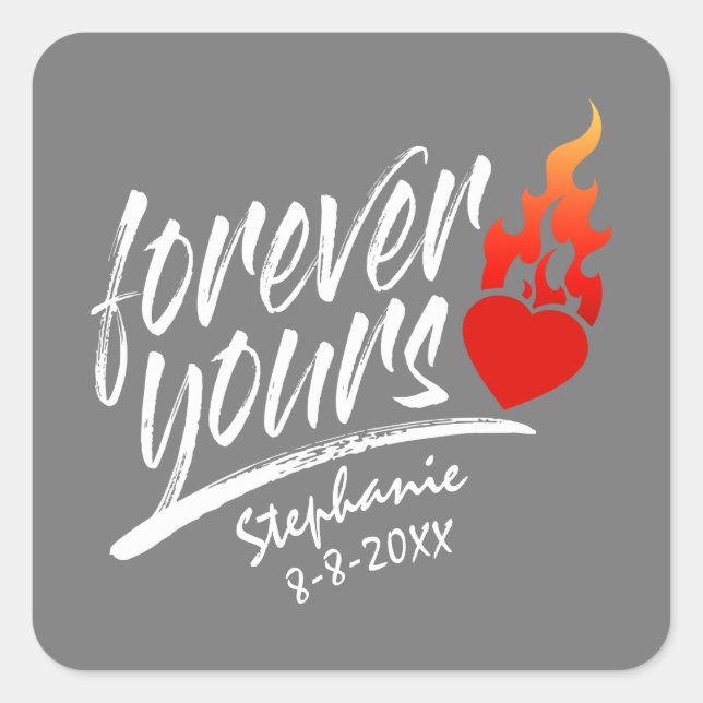 Forever Yours Custom Name Valentine | PEGATINA (Anverso)