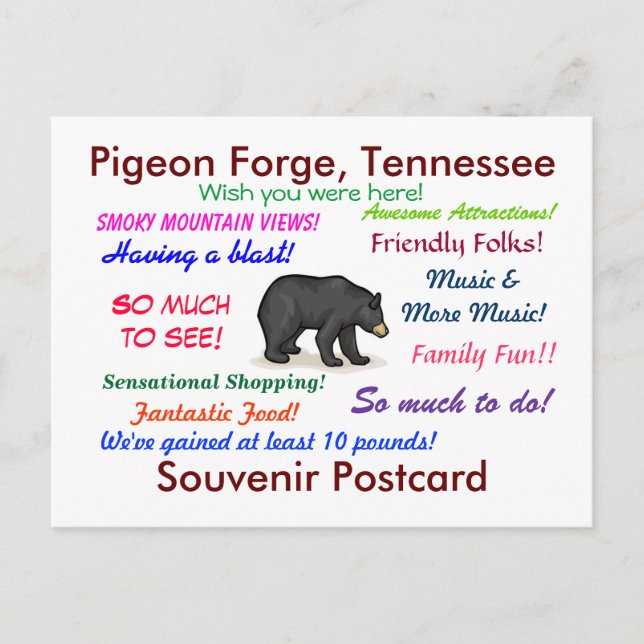 Forja de paloma, postal de Tennessee (Anverso)