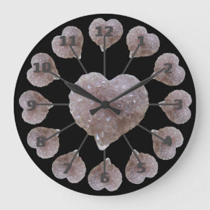 Forma cardíaca Ametría rosada Reloj de pared acríl