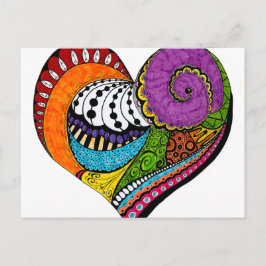 Forma cardíaca en el dibujo coloreado de la postal