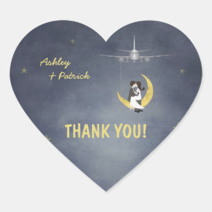Forma De Corazón Escrito en las estrellas Gracias Boda Pegatina