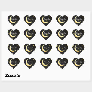 Forma De Corazón Pegatina Luna y Estrellas Sueña en Grande