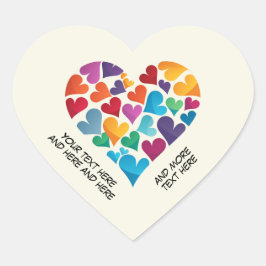 Forma De Corazón Texto Propio, Arcoíris, Pegatina Personalizada en 
