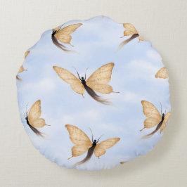 Forma de mariposa poética - Cojín redondo cielo az