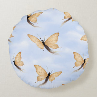Forma de mariposa poética - Cojín redondo cielo az