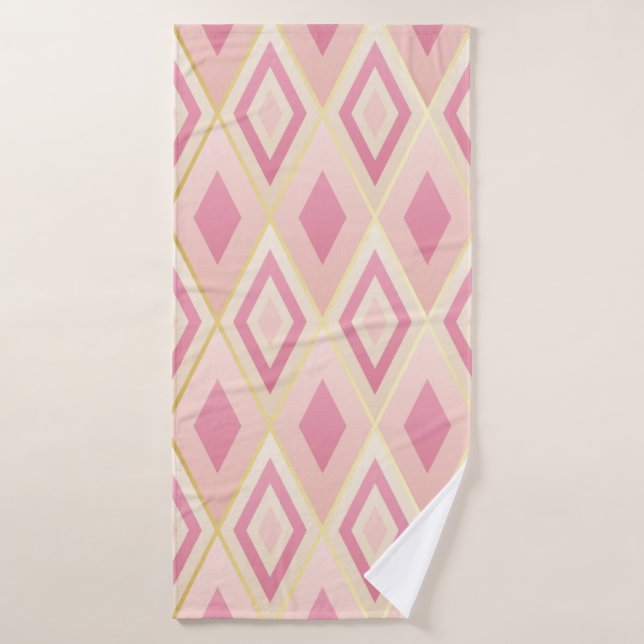 Forma de rhombus rosa con un patrón geométrico sin (Toalla de baño)