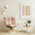 Forma geométrica divertida arte en verde primavera<br><div class="desc">Un diseño gráfico geométrico brillante y feliz de medio círculo en rosa y verde.</div>