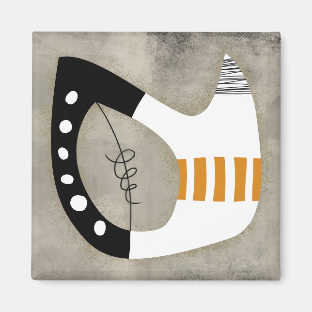 Forma libre - imán de refrigerador blanco negro Na (Frente)