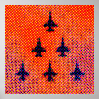 Formación de F16s en Naranja. Arte pop
