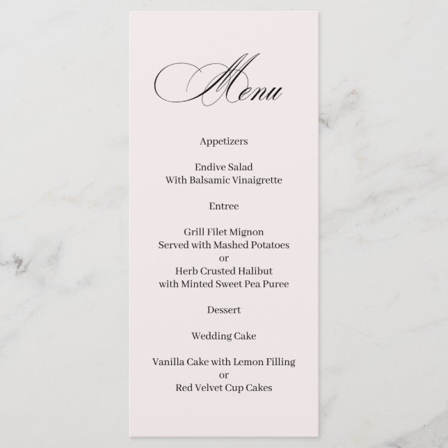 Formal Elegant Calligraphy Menu (Anverso)