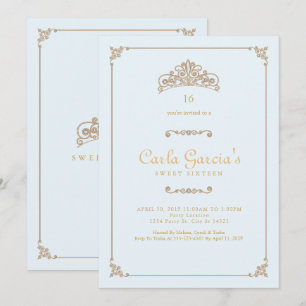 Formal, Gold Sweet 16 invitaciones