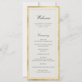 Formal Modern Classic Ecru Gold Wedding Program