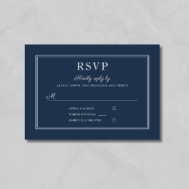 Formal Script Navy Blue Wedding RSVP Card