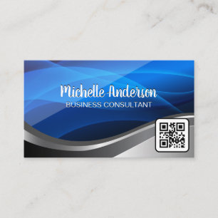 Formas azules abstractas   Código Qr Tarjeta de pr