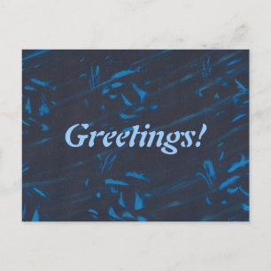 Formas azules abstractas en postales negras de la