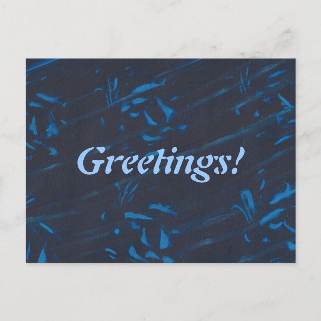Formas azules abstractas en postales negras de la  (Anverso)