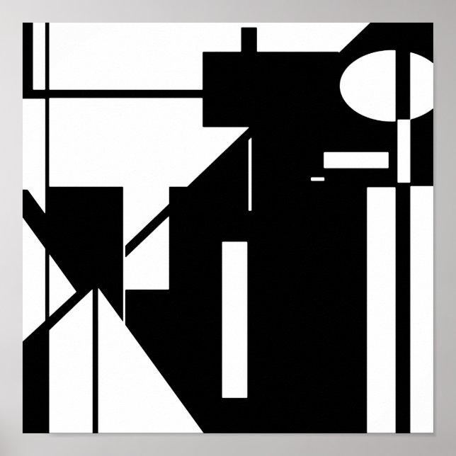 Formas blancas en el arte abstracto de MCM negro (Frente)