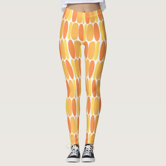 Formas coloreadas de patrón naranja Leggings (Anverso)