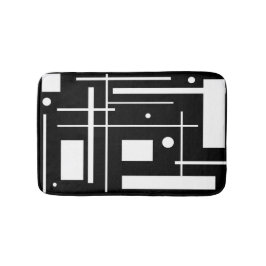 Formas geométricas blancas en la alfombra negra