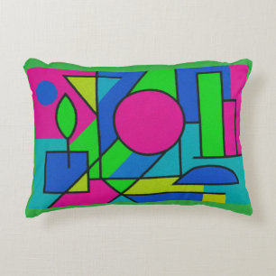 Formas geométricas neón - Diseño de almohada abstr