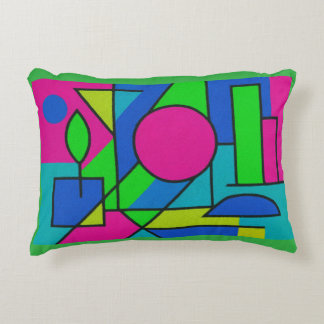 Formas geométricas neón - Diseño de almohada abstr