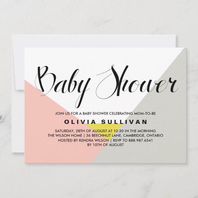 Formas modernas Invitación a Rubor y Baby Shower g (Anverso)