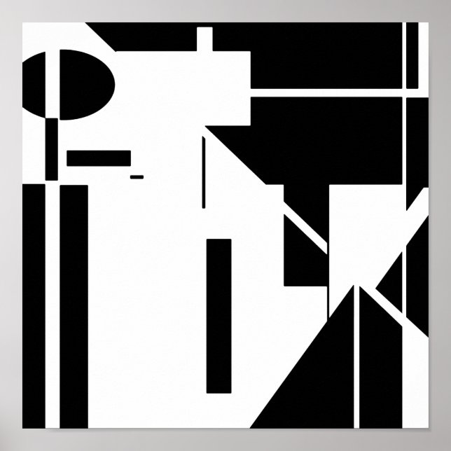 Formas negras en blanco MCM Aspecto arte abstracto (Frente)