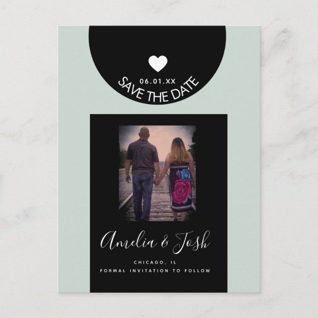 Formas negras modernas Guardar la postal de fecha (Anverso)