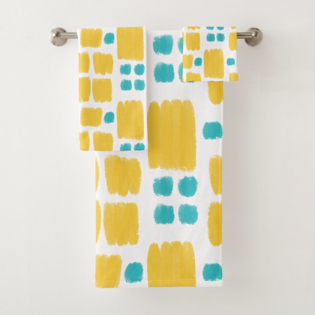 Formas pintadas de color turquesa brillante y amar (In situ)