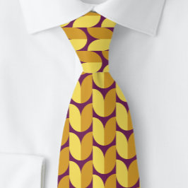 Formas Retro en Naranja y Púrpura. Corbata para Ho