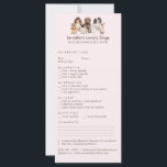 Formulario de actualización de aseo de perros<br><div class="desc">Después de cada estadía,  esta tarjeta suave rosa cuenta el pequeño día de un perro: comidas,  estado de ánimo,  sueño,  tiempo de ir al baño,  notas de aseo y actualizaciones dulces para los dueños que esperan en casa.</div>