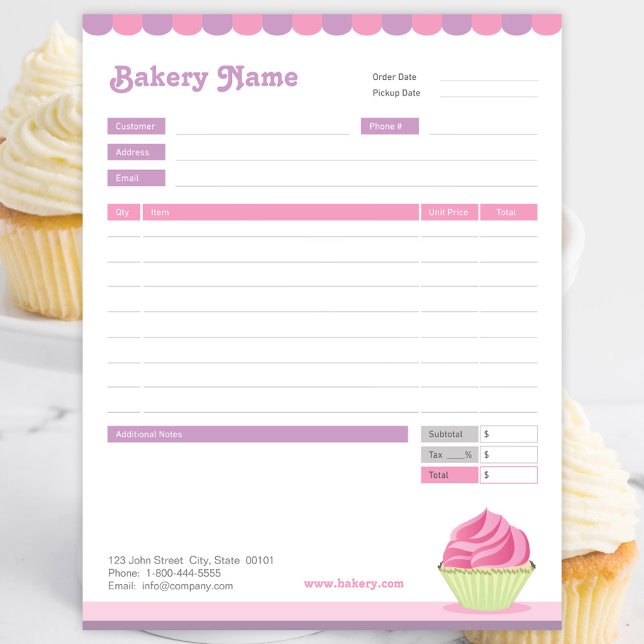 Formulario de pedido de pastelería o Bloc de notas (Subido por el creador)