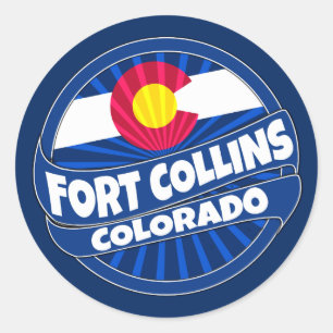 Fort Collins pegatinas de la bandera de Colorado r