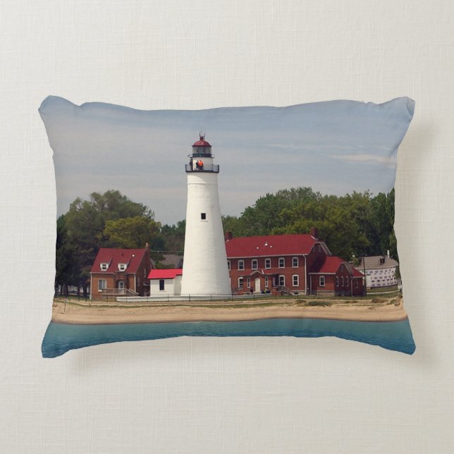 Fort Gratiot Faro acento almohada (Anverso)