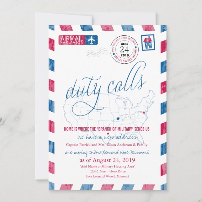 Fort Leonard Wood, MO Invitación de desplazamiento (Anverso)