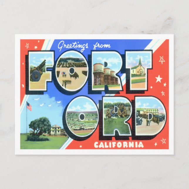 Fort Ord, California: postal de las letras grandes (Anverso)